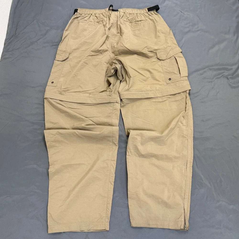 REI Sahara Mens XL Tan Nylon Convertible Cargo Hiking Pants Zip Off Shorts